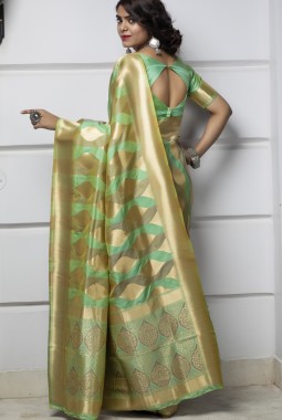 Green Banarasi Silk Designer Wedding Saree