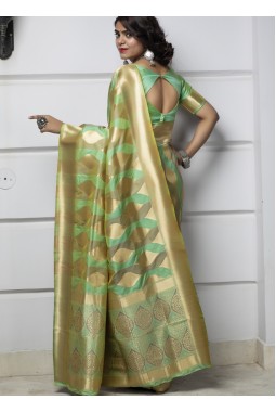 Green Banarasi Silk Designer Wedding Saree