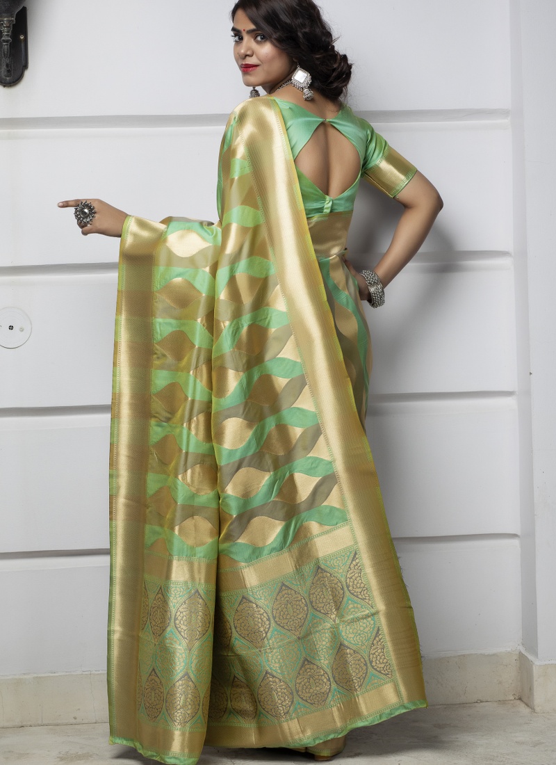 Green Banarasi Silk Designer Wedding Saree