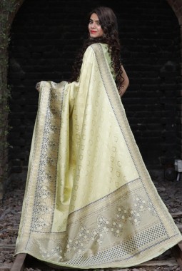 Pista Banarasi Silk Designer Wedding Saree