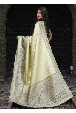 Pista Banarasi Silk Designer Wedding Saree