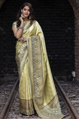 Pista Banarasi Silk Designer Wedding Saree
