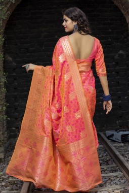 Pink Banarasi Silk Designer Wedding Saree