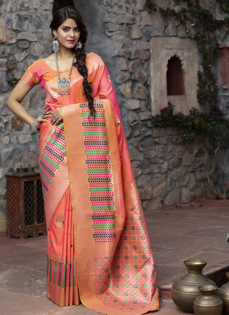 Pink Designer Banarasi Silk Wedding Saree