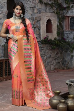 Pink Designer Banarasi Silk Wedding Saree