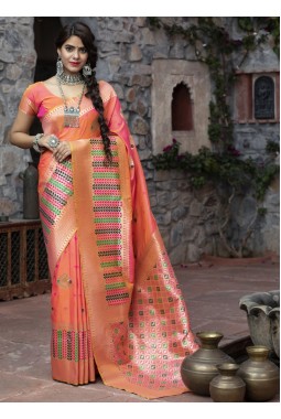 Pink Designer Banarasi Silk Wedding Saree