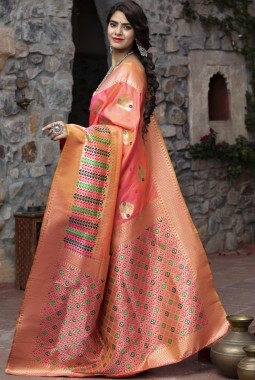 Pink Designer Banarasi Silk Wedding Saree
