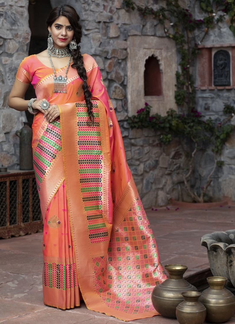 Pink Designer Banarasi Silk Wedding Saree