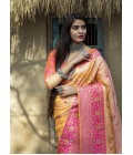 Light Orange Banarasi Silk Designer Wedding Saree