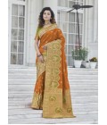 Orange Banarasi Silk Designer Saree 