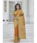 Orange Banarasi Silk Designer Saree 