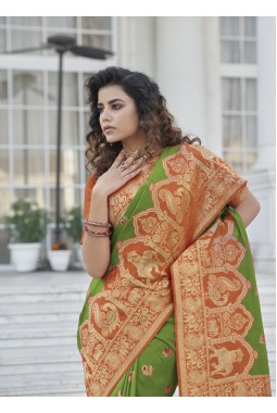 Green Wedding Banarasi Silk Saree 