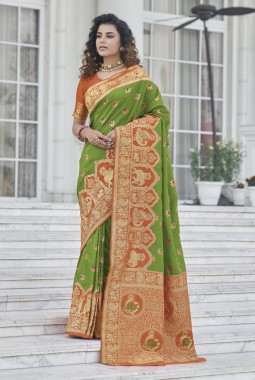 Green Wedding Banarasi Silk Saree 