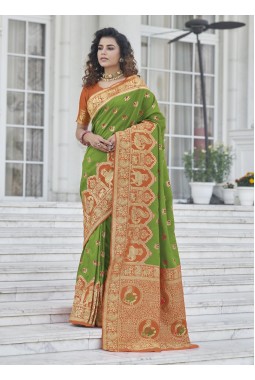 Green Wedding Banarasi Silk Saree 