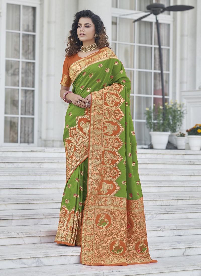 Green Wedding Banarasi Silk Saree 
