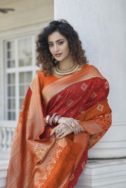 Designer Red Banarasi Silk Saree