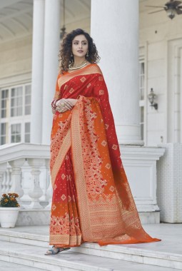Designer Red Banarasi Silk Saree