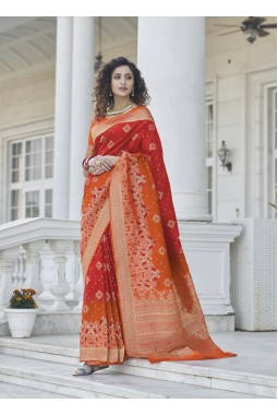 Designer Red Banarasi Silk Saree