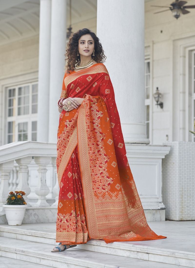 Designer Red Banarasi Silk Saree