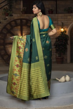 Green Banarasi Silk Designer Wedding Saree