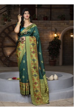 Green Banarasi Silk Designer Wedding Saree
