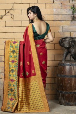 Red Banarasi Silk Designer Wedding Saree