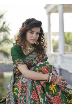 Green Patola Silk Designer Wedding Saree