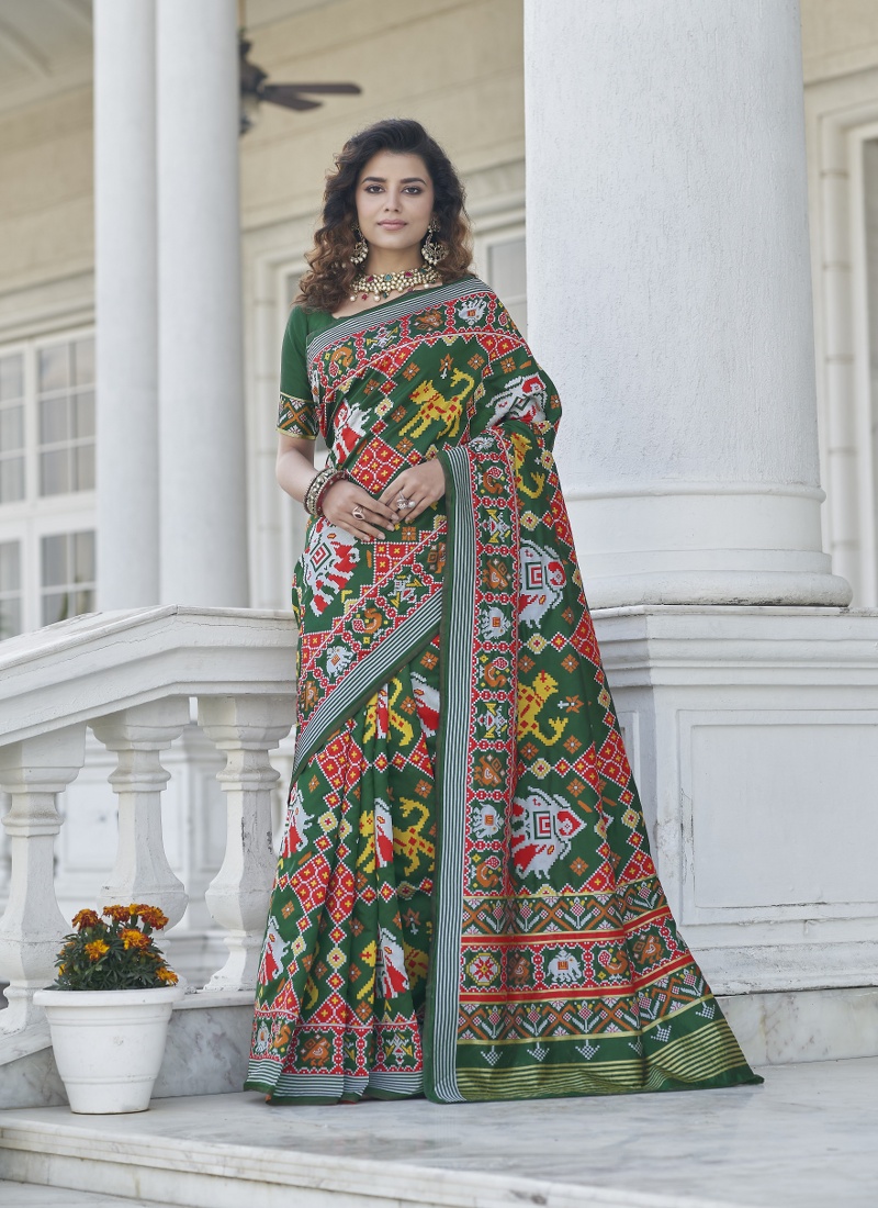 Green Patola Silk Designer Wedding Saree