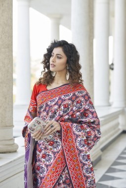 Purple Patola Silk Designer Party Wear Saree