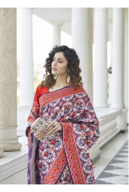 Purple Patola Silk Designer Party Wear Saree
