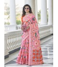 Pink Designer Patola Silk Wedding Wear Saree