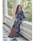 Navy Blue Designer Patola Silk Wedding Wear Saree