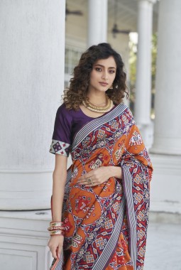 Purple Patola Silk  Designer Wedding Saree