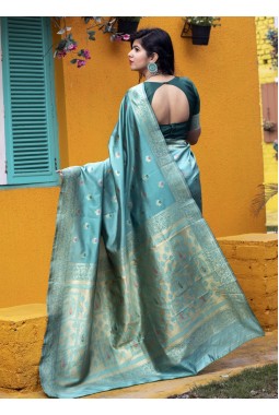 Green Banarasi Silk Wedding Wear Designer Saree