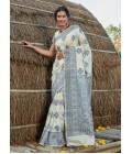 Off White Banarasi Silk Wedding Designer Saree