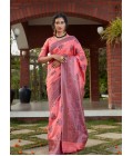 Dark Pink Designer Wear Banarasi Silk Wedding Saree