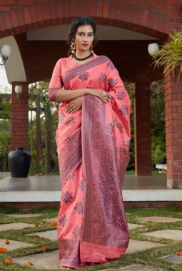 Dark Pink Designer Wear Banarasi Silk Wedding Saree