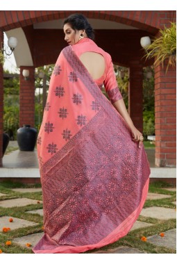 Dark Pink Designer Wear Banarasi Silk Wedding Saree