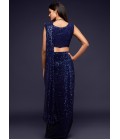 Blush Blue Georgette Sequins Designer Saree