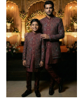 Maroon Jorget Embroidered Boys Indo Western