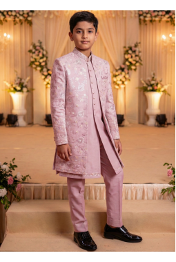 Onion Art Silk Embroidered Boys Indo Western