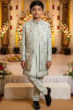 Pista Art Silk Embroidered Boys Indo Western