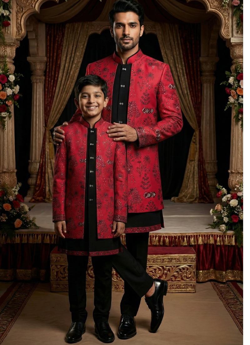 Rani Art Silk Embroidered Boys Indo Western