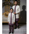 White Art Silk Embroidered Boys Indo Western