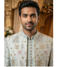 Pista Art Silk Embroidered Mens Indo Western