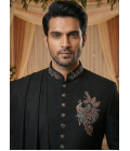 Black Luchka Patch Work Mens Nawabi Indo Western
