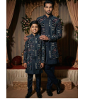 Black Velvet Embroidered Mens Indo Western