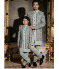 Slate Green Jorget Embroidered Mens Indo Western