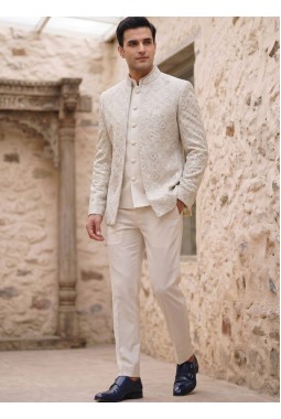 Royal Cream Embroidered Open Jodhpuri Set