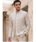 Royal Cream Embroidered Open Jodhpuri Set